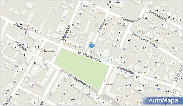 Raciąż, Plac Mickiewicza Adama, 12, mapa Raciąż
