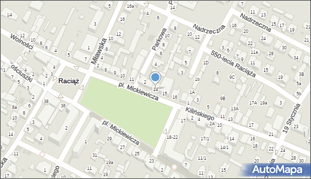 Raciąż, Plac Mickiewicza Adama, 14, mapa Raciąż