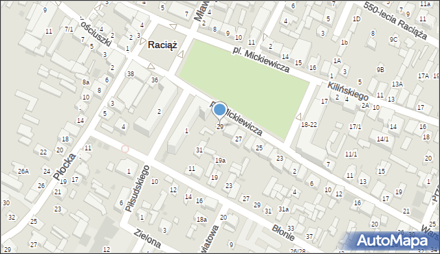 Raciąż, Plac Mickiewicza Adama, 29, mapa Raciąż