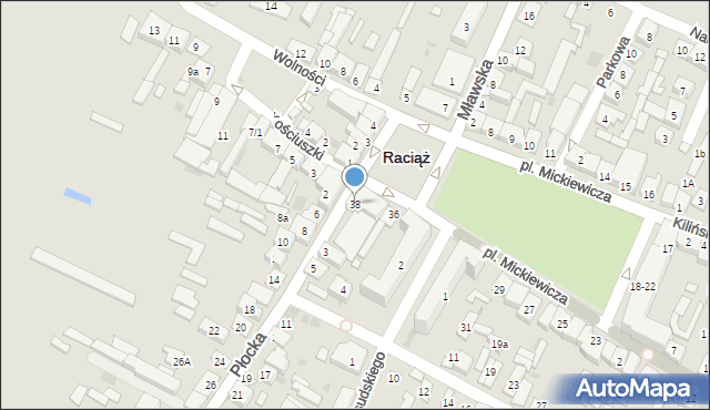 Raciąż, Plac Mickiewicza Adama, 38, mapa Raciąż