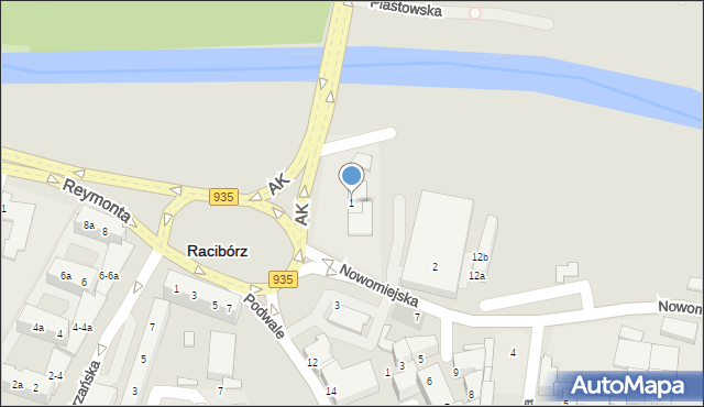 Racibórz, Plac Mostowy, 1, mapa Racibórz