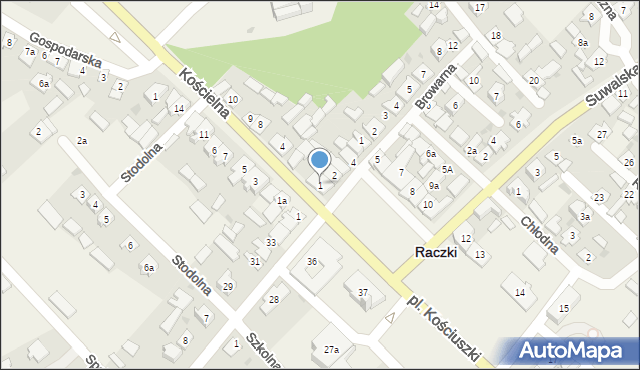 Raczki, Plac Kościuszki Tadeusza, gen., 1, mapa Raczki