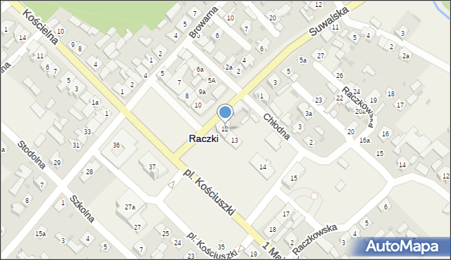 Raczki, Plac Kościuszki Tadeusza, gen., 12, mapa Raczki
