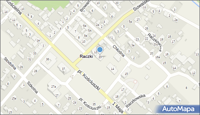 Raczki, Plac Kościuszki Tadeusza, gen., 13, mapa Raczki