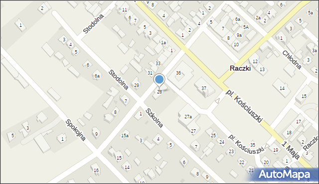Raczki, Plac Kościuszki Tadeusza, gen., 28, mapa Raczki