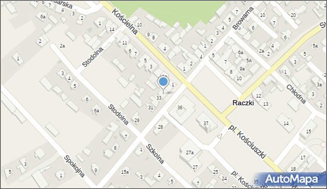 Raczki, Plac Kościuszki Tadeusza, gen., 34, mapa Raczki