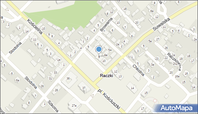 Raczki, Plac Kościuszki Tadeusza, gen., 8, mapa Raczki