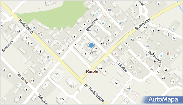 Raczki, Plac Kościuszki Tadeusza, gen., 9a, mapa Raczki