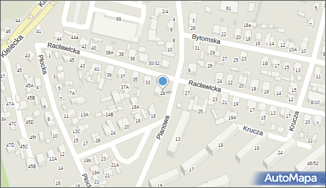 Radom, Planowa, 14, mapa Radomia