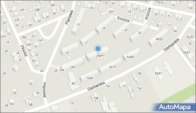 Radom, Planowa, 17A, mapa Radomia