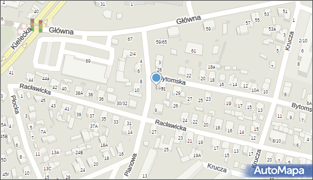 Radom, Planowa, 7, mapa Radomia