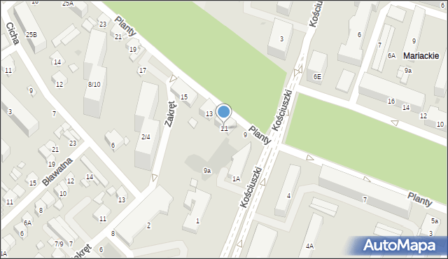Radom, Planty, 11, mapa Radomia