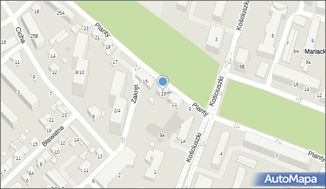 Radom, Planty, 13, mapa Radomia