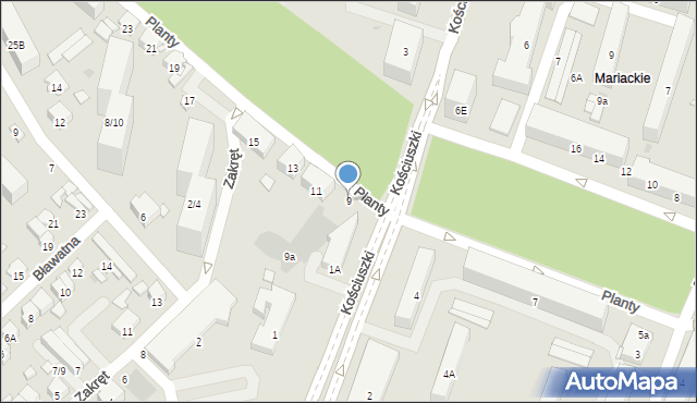 Radom, Planty, 9, mapa Radomia