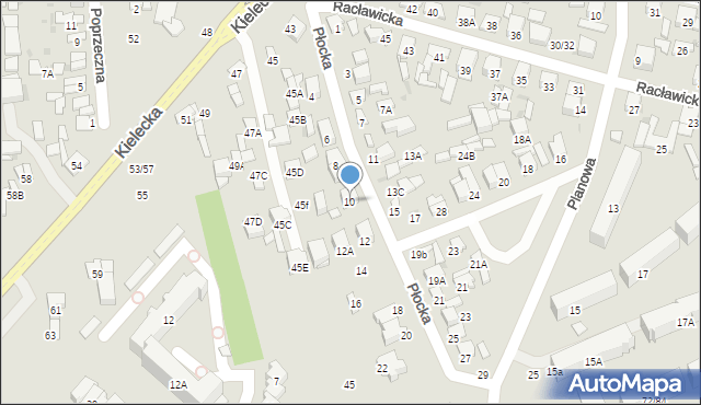 Radom, Płocka, 10, mapa Radomia