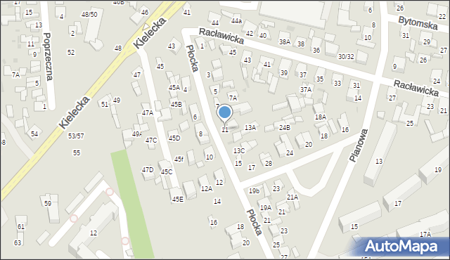 Radom, Płocka, 11, mapa Radomia