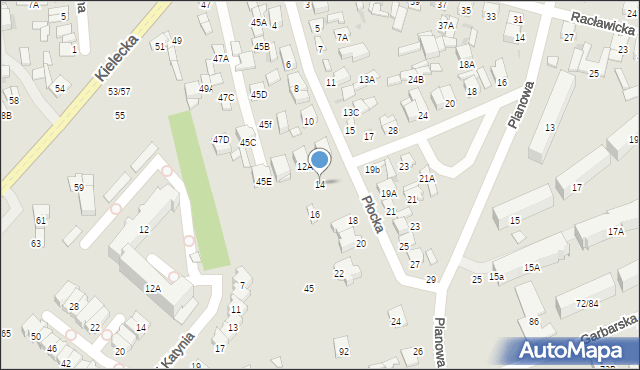 Radom, Płocka, 14, mapa Radomia