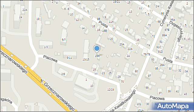 Radom, Placowa, 19A, mapa Radomia