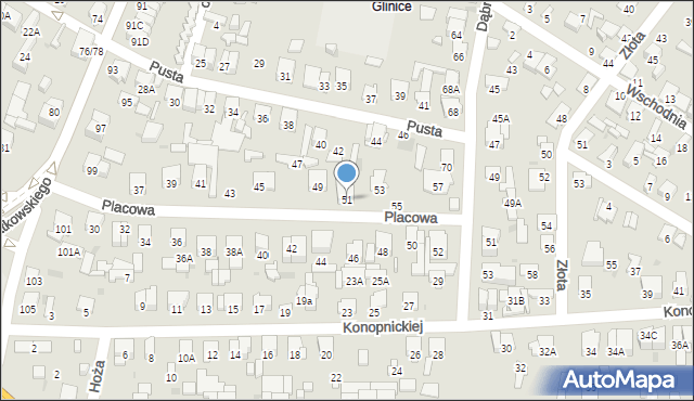 Radom, Placowa, 51, mapa Radomia