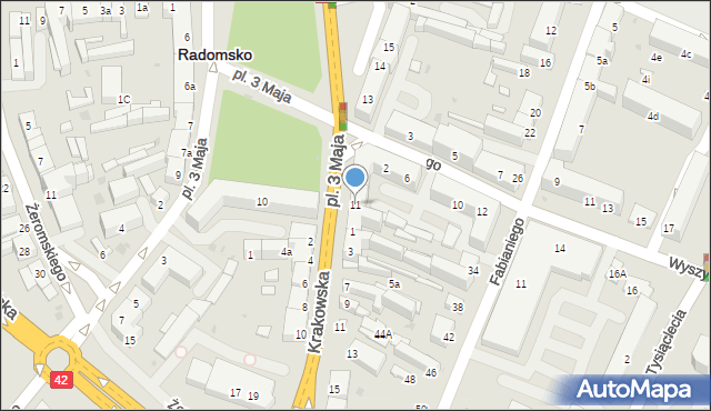 Radomsko, Plac 3 Maja, 11, mapa Radomsko