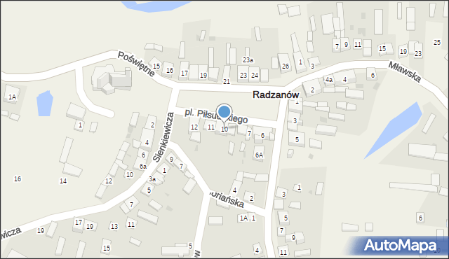 Radzanów, Plac Piłsudskiego Józefa, marsz., 10, mapa Radzanów