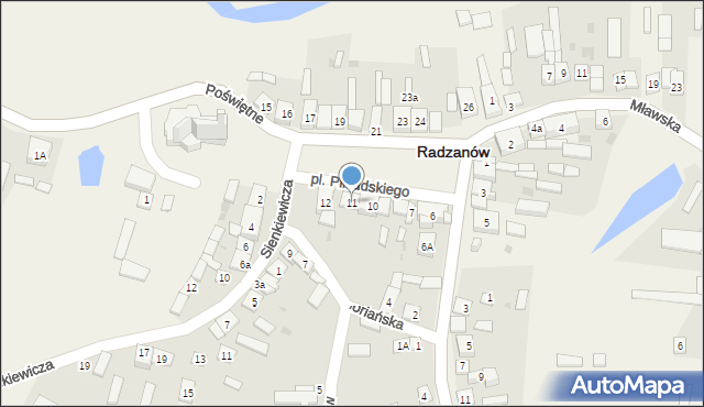 Radzanów, Plac Piłsudskiego Józefa, marsz., 11, mapa Radzanów