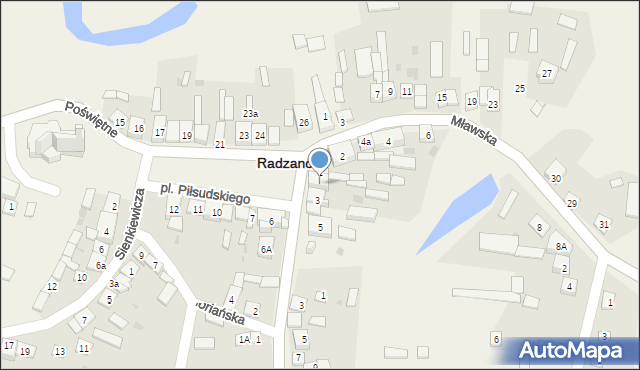 Radzanów, Plac Piłsudskiego Józefa, marsz., 2, mapa Radzanów