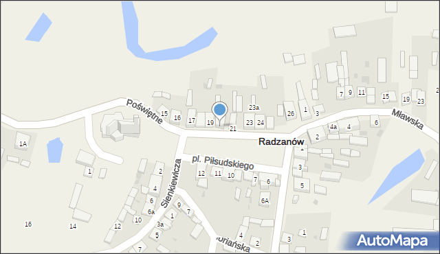 Radzanów, Plac Piłsudskiego Józefa, marsz., 20, mapa Radzanów
