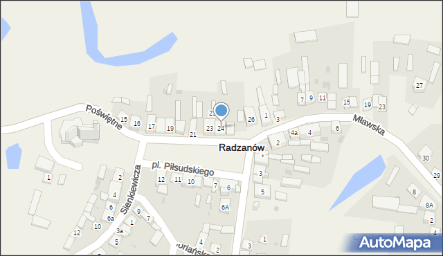 Radzanów, Plac Piłsudskiego Józefa, marsz., 24, mapa Radzanów