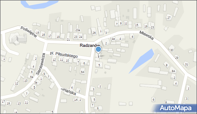 Radzanów, Plac Piłsudskiego Józefa, marsz., 3, mapa Radzanów