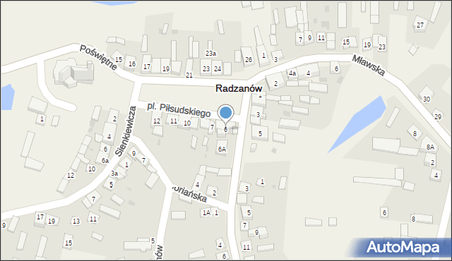 Radzanów, Plac Piłsudskiego Józefa, marsz., 6, mapa Radzanów