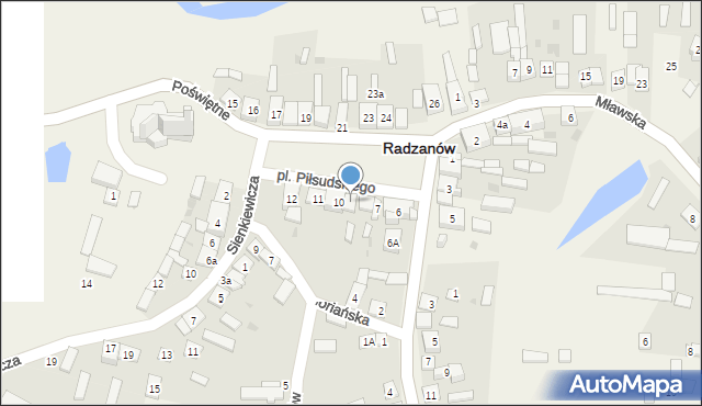 Radzanów, Plac Piłsudskiego Józefa, marsz., 9, mapa Radzanów