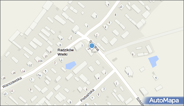 Radzików Wielki, Plac Dymitrowicza, ks. kan., 1B, mapa Radzików Wielki