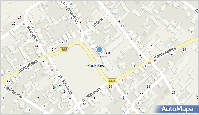 Radziłów, Plac 500-lecia, 14, mapa Radziłów