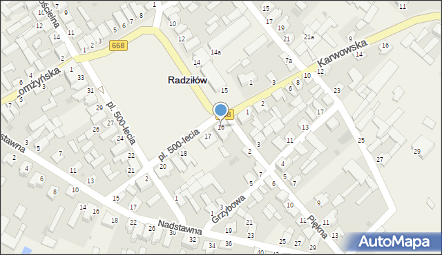 Radziłów, Plac 500-lecia, 16, mapa Radziłów