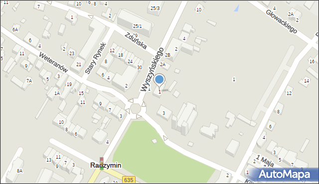 Radzymin, Plac Kościuszki Tadeusza, gen., 1, mapa Radzymin