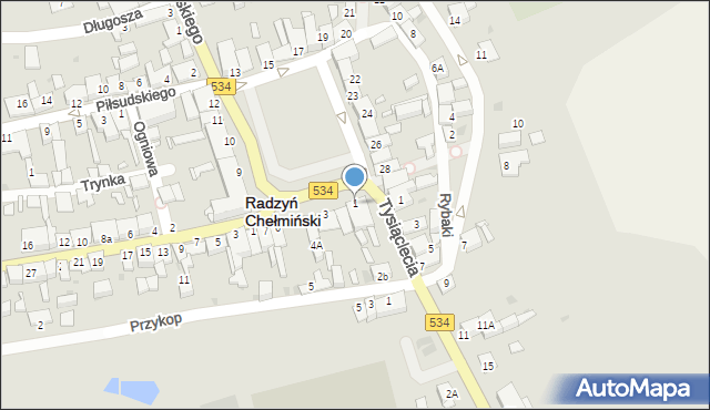 Radzyń Chełmiński, Plac Towarzystwa Jaszczurczego, 1, mapa Radzyń Chełmiński