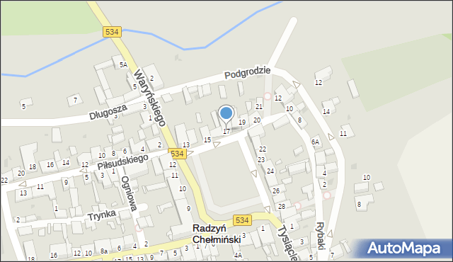 Radzyń Chełmiński, Plac Towarzystwa Jaszczurczego, 17, mapa Radzyń Chełmiński