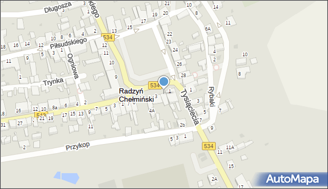 Radzyń Chełmiński, Plac Towarzystwa Jaszczurczego, 2, mapa Radzyń Chełmiński