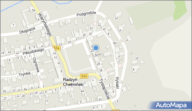 Radzyń Chełmiński, Plac Towarzystwa Jaszczurczego, 24, mapa Radzyń Chełmiński