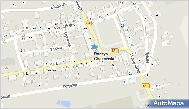 Radzyń Chełmiński, Plac Towarzystwa Jaszczurczego, 8, mapa Radzyń Chełmiński