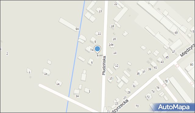 Radzyń Podlaski, Płudzińska, 7, mapa Radzyń Podlaski
