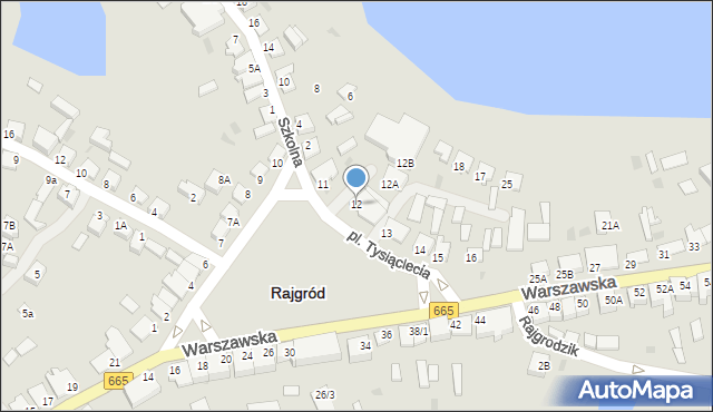 Rajgród, Plac Tysiąclecia, 12, mapa Rajgród