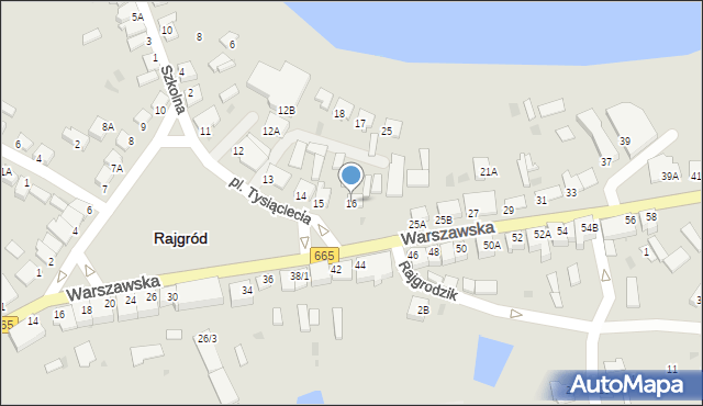 Rajgród, Plac Tysiąclecia, 16, mapa Rajgród