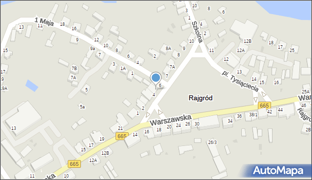 Rajgród, Plac Tysiąclecia, 5, mapa Rajgród