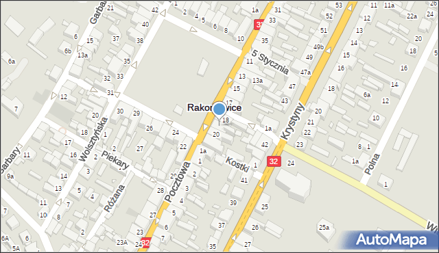 Rakoniewice, Plac Powstańców Wielkopolskich, 19, mapa Rakoniewice