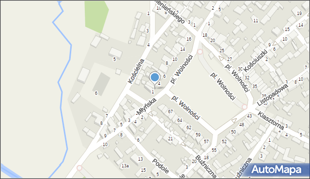 Raków, Plac Wolności, 2, mapa Raków