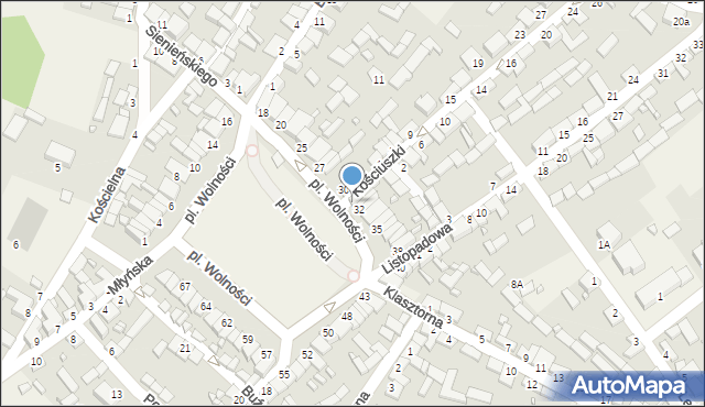Raków, Plac Wolności, 31, mapa Raków