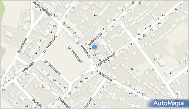 Raków, Plac Wolności, 35, mapa Raków