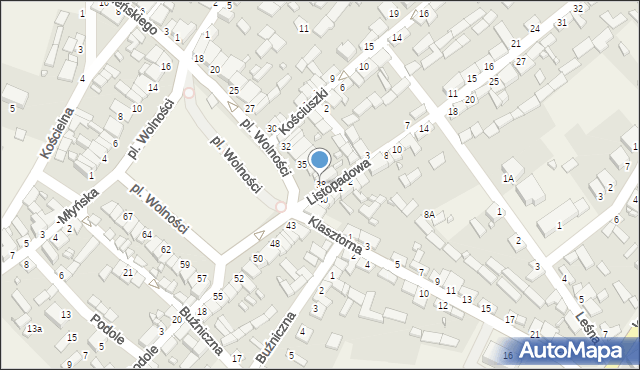 Raków, Plac Wolności, 38, mapa Raków